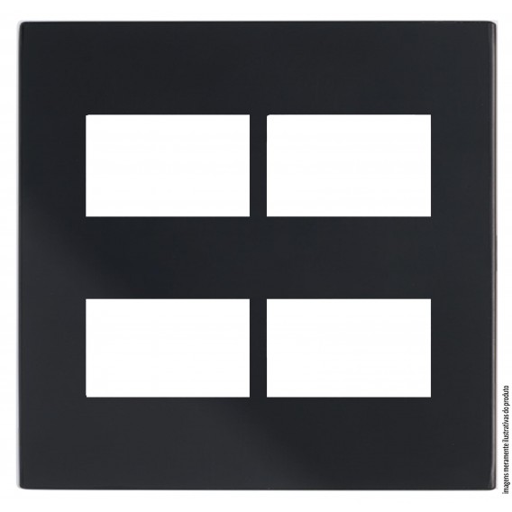 PLACA 4X4 4 MODULOS HORIZONTAL COM SUPORTE - RECTA BLACK SATIN PLACA 4X4 4 MODULOS HORIZONTAL COM SUPORTE - RECTA BLACK SATIN